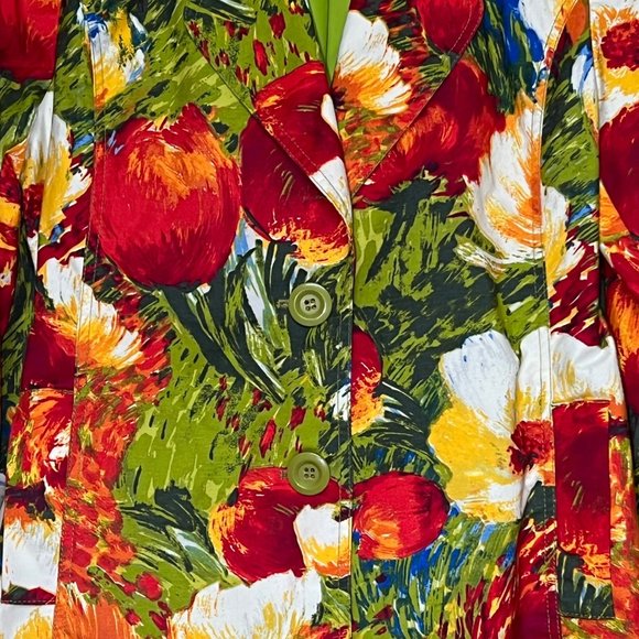 CHICO'S Abstract Multi-Color Floral Pattern Fitted Button Blazer Size M - Picture 8 of 10